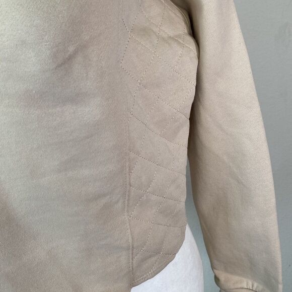 Wild Fable Cropped Quilted Panel Tan Hoodie XS - Picture 6 of 8